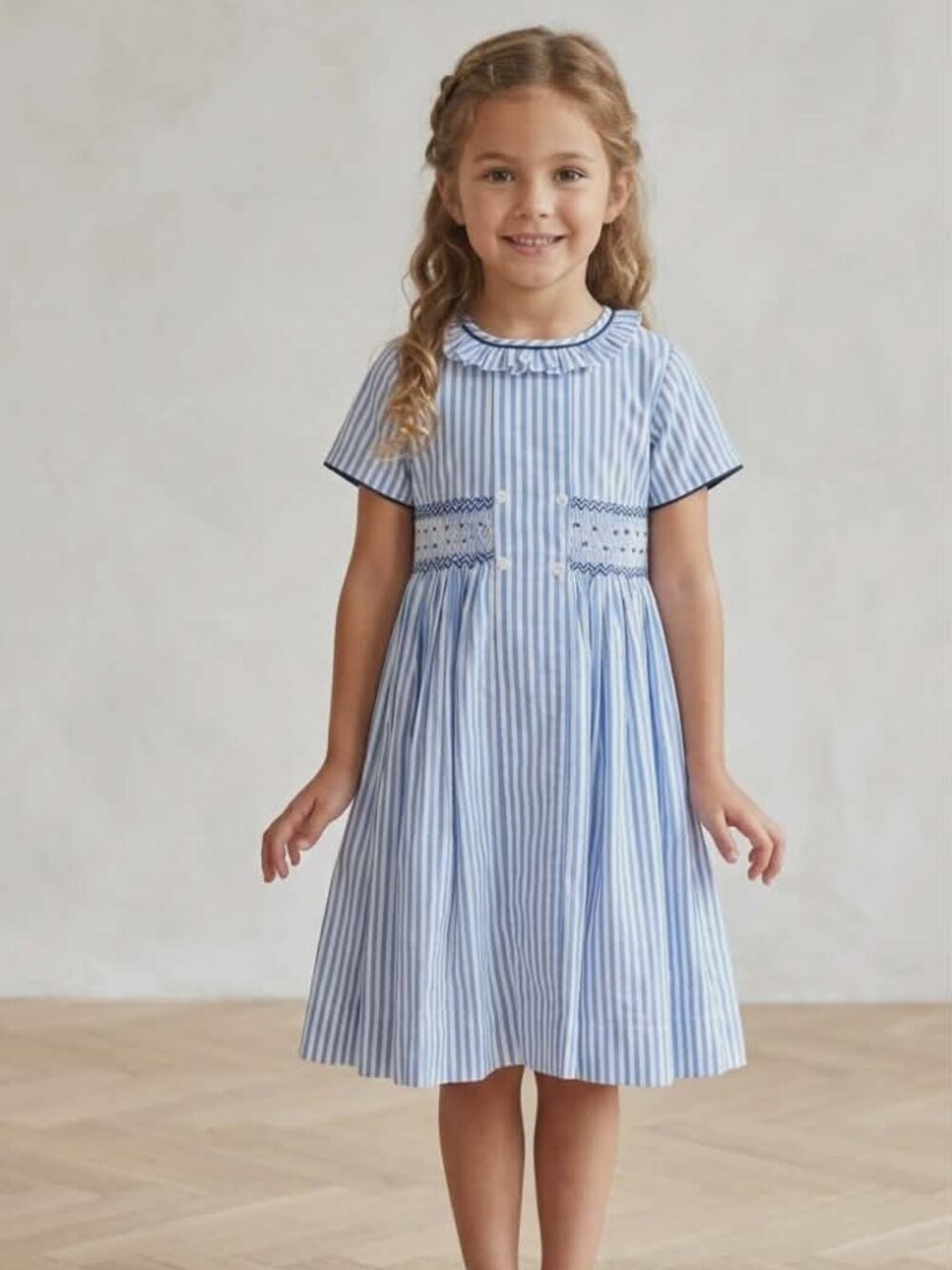 Blue Stripe Smocked Dress